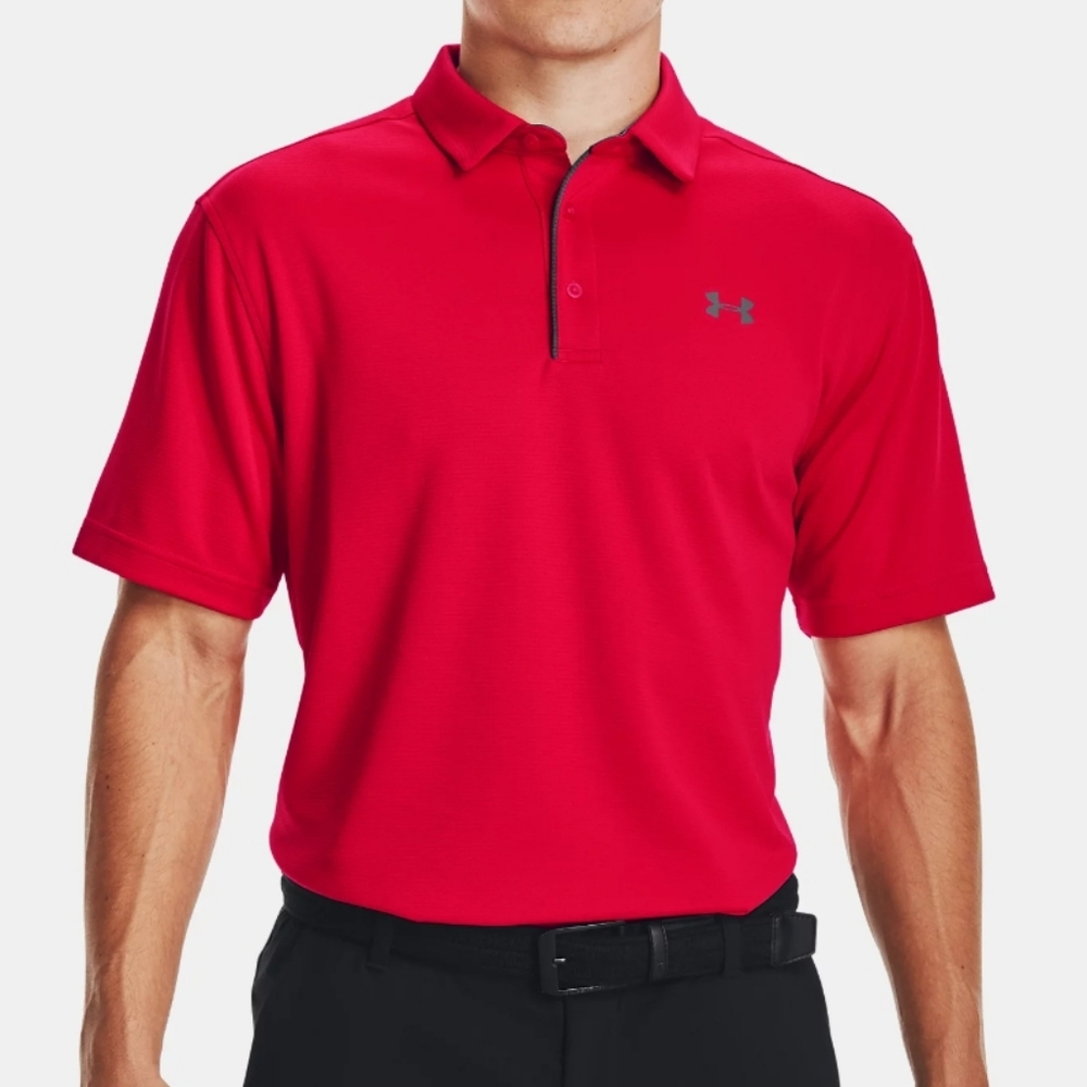 Men's Red Under Armour Heatgear Short Sleeve Golf Polo Shirt | XL